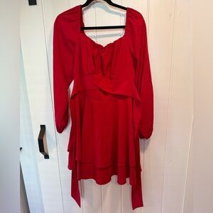 Elegant Red Long Sleeve Dress